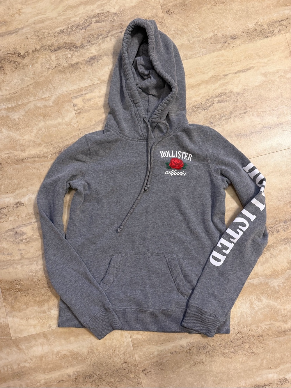 Hollister womens Gray Hooded Sweatshirt with Rose detail